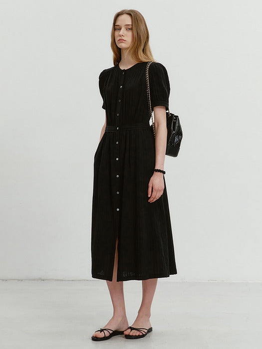 Dunst Maxi Shirring Dress Black