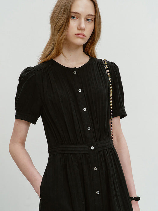 Dunst Maxi Shirring Dress Black
