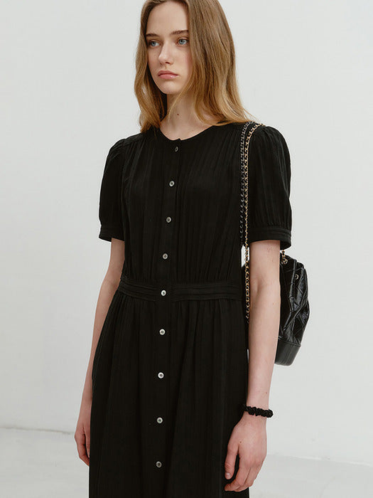 Dunst Maxi Shirring Dress Black