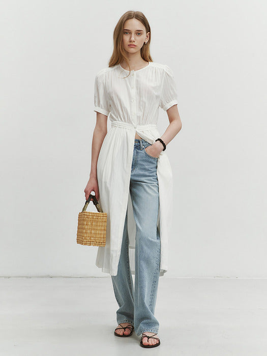 Dunst Maxi Shirring Dress Ivory
