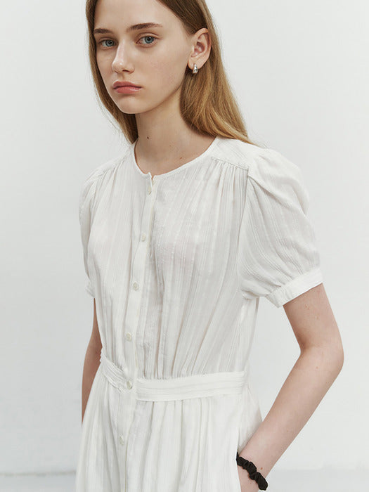 Dunst Maxi Shirring Dress Ivory