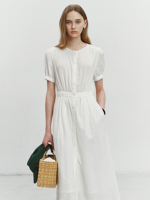 Dunst Maxi Shirring Dress Ivory