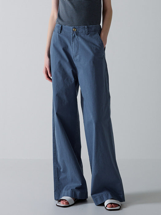 Facade Pattern Classic Wide Cotton Pants vintage blue