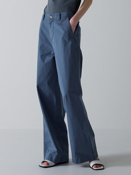 Facade Pattern Classic Wide Cotton Pants vintage blue