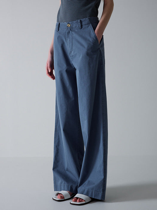 Facade Pattern Classic Wide Cotton Pants vintage blue
