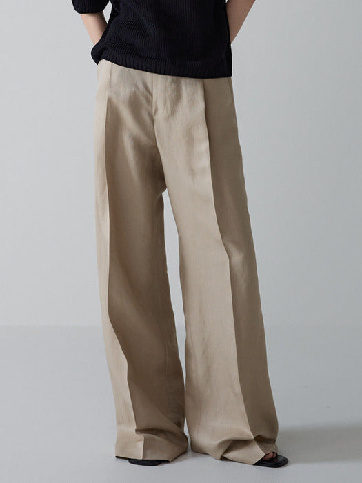 [facade pattern] Beige Linen Wide Pants
