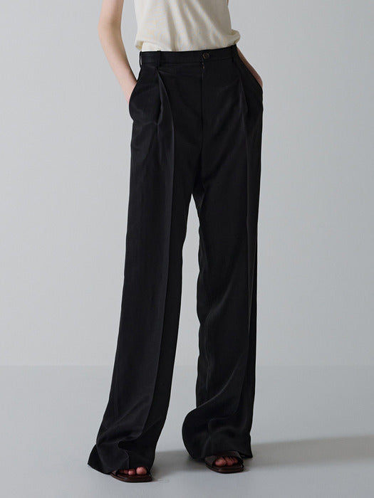 [facade pattern] Linen Wide Pants - Black