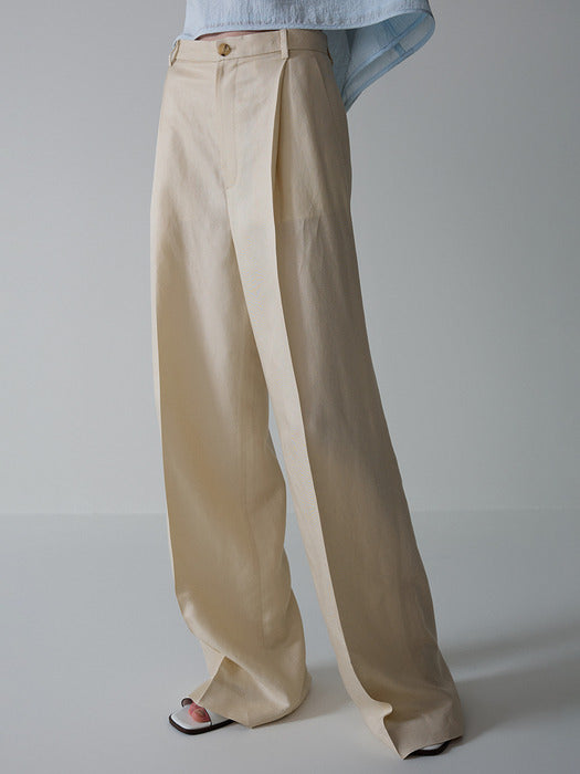 [facade pattern] Cream Linen Wide Pants