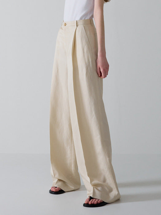 [facade pattern] Cream Linen Wide Pants