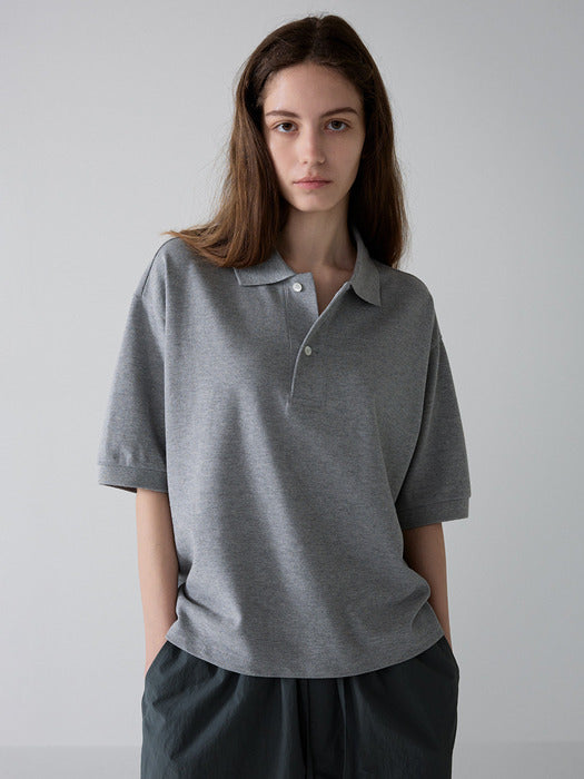 [facade pattern] Crop Karate T-Shirt - Melange Grey