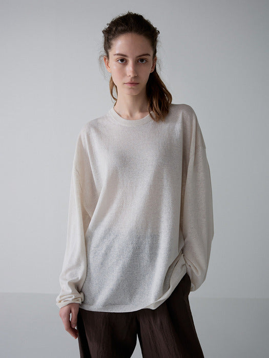 Facade Pattern Boyfit Linen Knitwear ivory