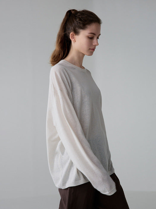 Facade Pattern Boyfit Linen Knitwear ivory