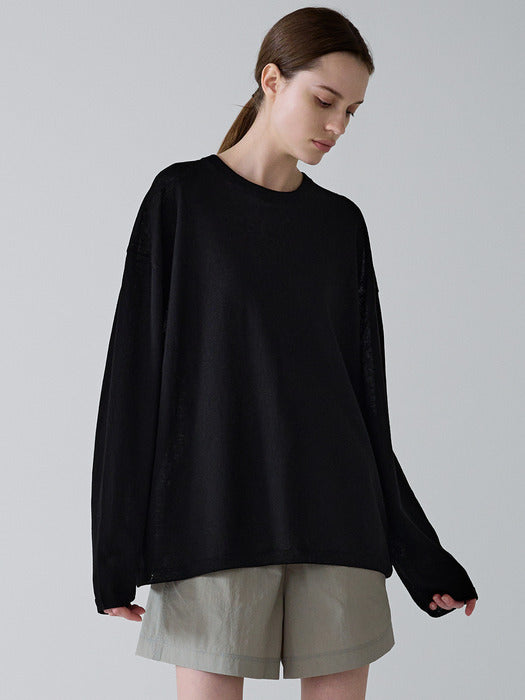 [facade pattern] Boyfit Linen Knit in Black