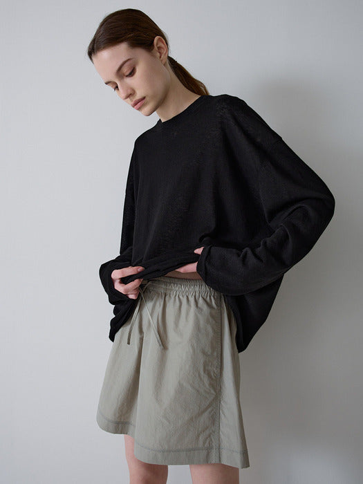 Facade Pattern Boyfriend Fit Linen Knitwear black