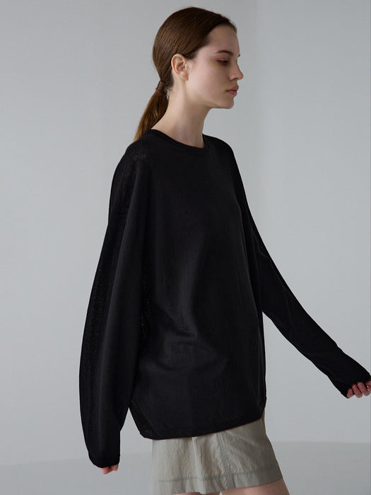 Facade Pattern Boyfriend Fit Linen Knitwear black
