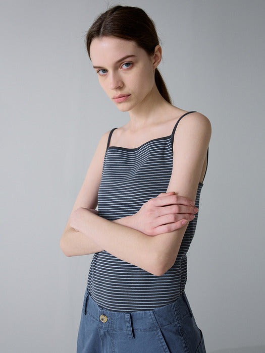 [facade pattern] Striped Square Sleeveless Top (3 Colors)