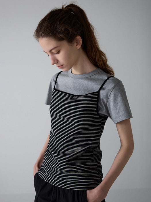[facade pattern] Stripe Square Sleeveless_3color