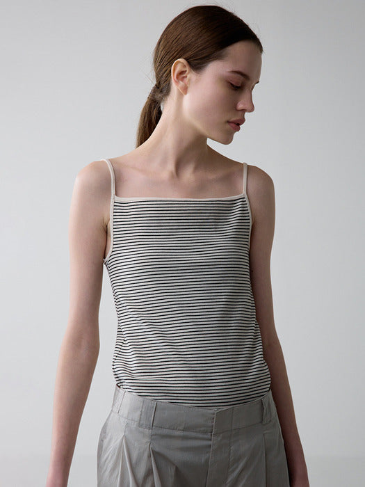 [facade pattern] Striped Square Sleeveless Top (3 Colors)