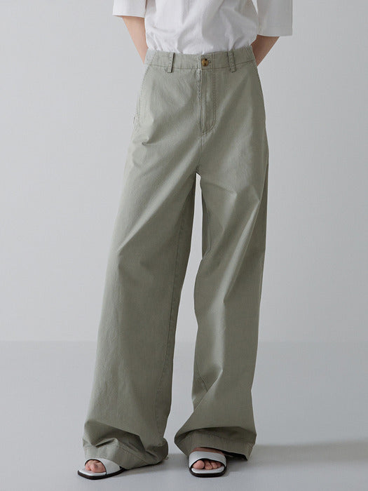 Facade Pattern Classic Wide Cotton Pants light khaki