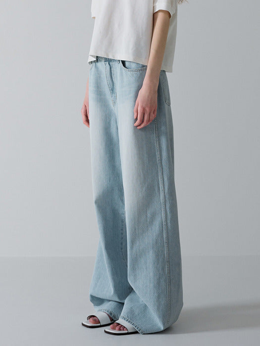 Facade Pattern Classic Wide Denim light indigo