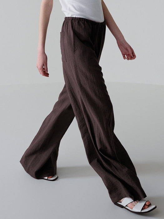Facade Pattern Summer Wide Banded Pants brown