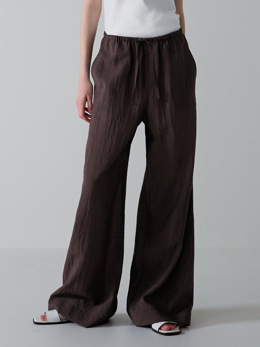 Facade Pattern Summer Wide Banded Pants brown