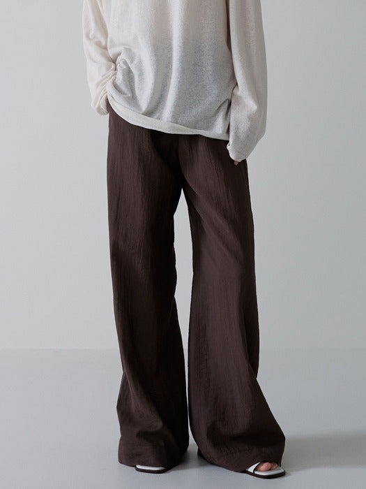 Facade Pattern Summer Wide Banded Pants brown