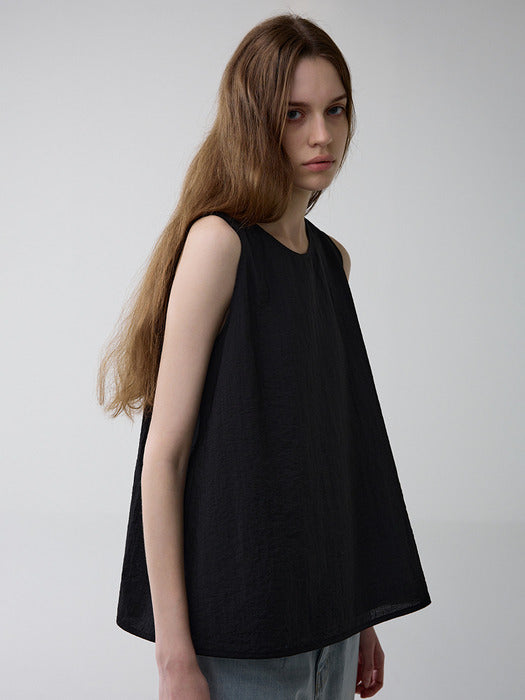 Facade Pattern Relaxed Sleeveless Top black