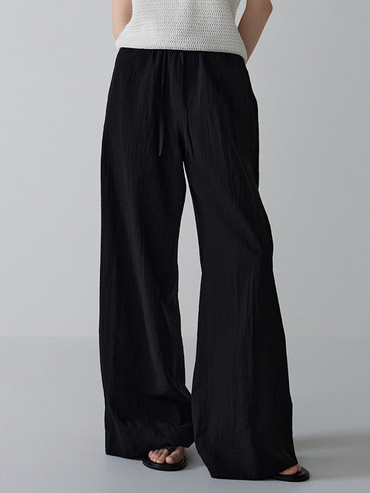 Facade Pattern Summer Wide Banded Pants black