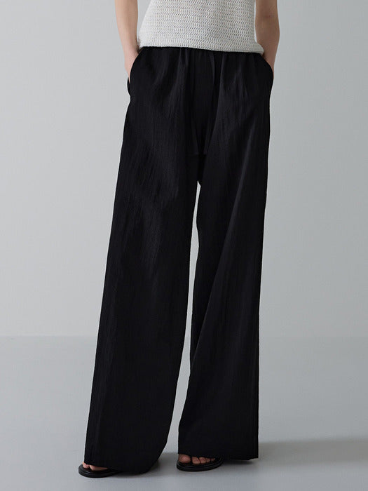 Facade Pattern Summer Wide Banded Pants black