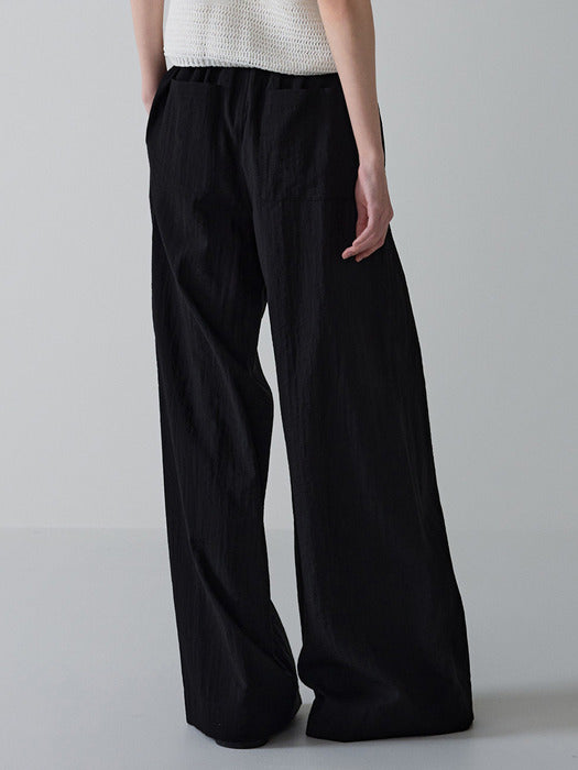 Facade Pattern Summer Wide Banded Pants black