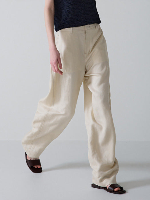[facade pattern] Linen Barrel Pants - Cream