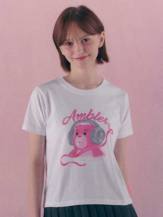 [ambler] y2k belly Crop T-Shirts BS301 (White)