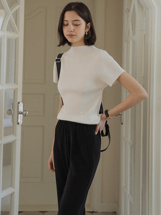 [TILLIDIE] Pleated boots cut banding pants_Black