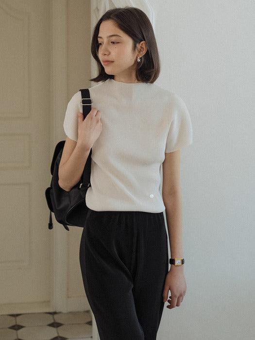 [TILLIDIE] Pleated boots cut banding pants_Black