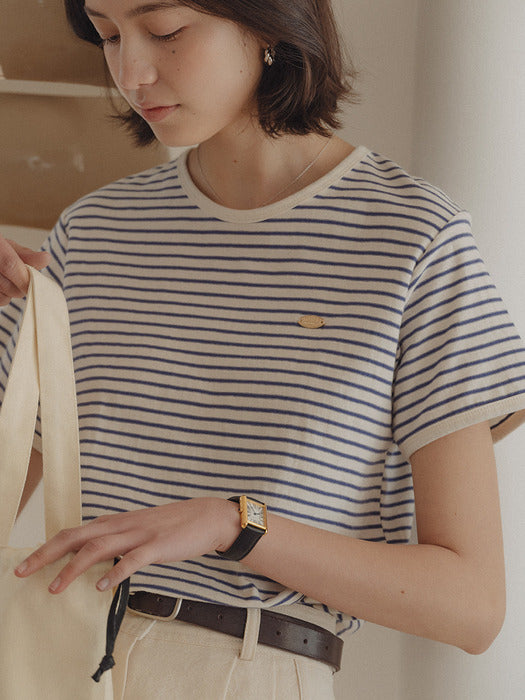Tillidie Cotton stripe T-shirt Blue