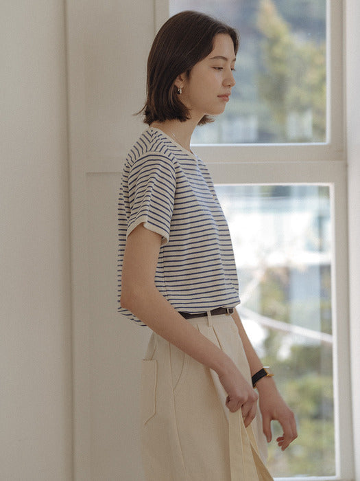 Tillidie Cotton stripe T-shirt Blue