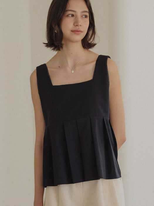 [TILLIDIE] Two way pleats sleeveless top_Navy