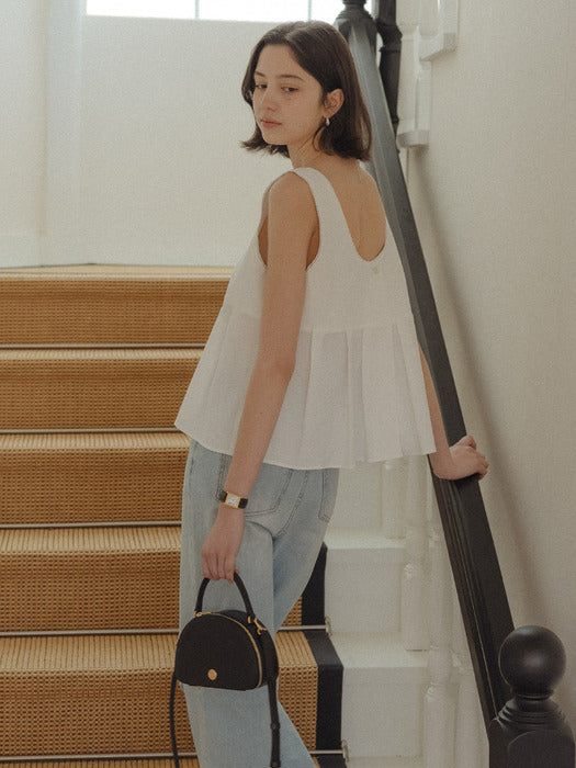 [TILLIDIE] Two way pleats sleeveless top_Ivory