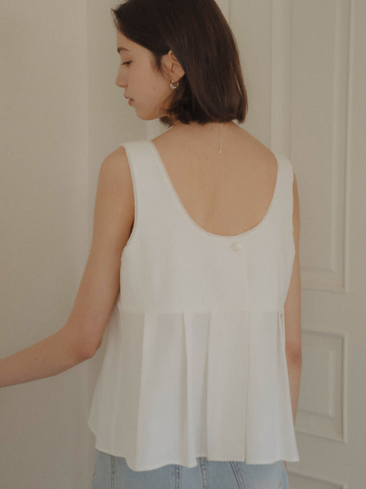 [TILLIDIE] Two way pleats sleeveless top_Ivory