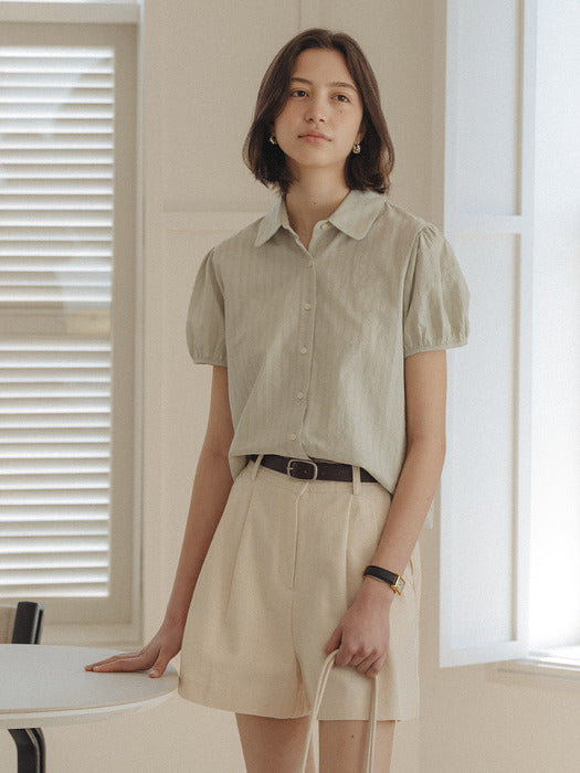 [TILLIDIE] Open back ribbon point blouse_Mint