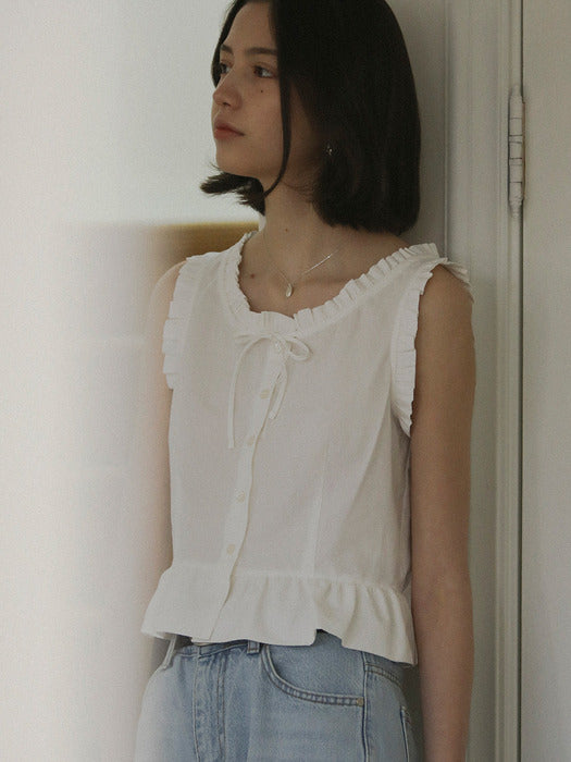 [TILLIDIE] String neck sleeveless top_Ivory