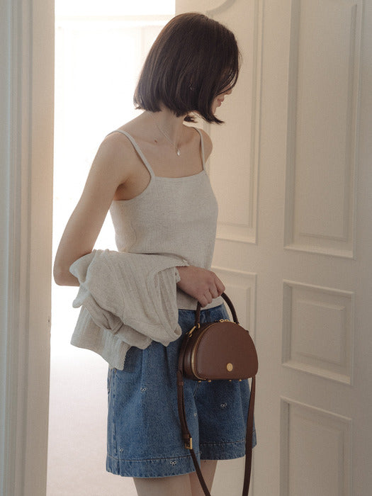 [TILLIDIE] Sleeveless set half sleeve eyelet cardigan_Oatmeal