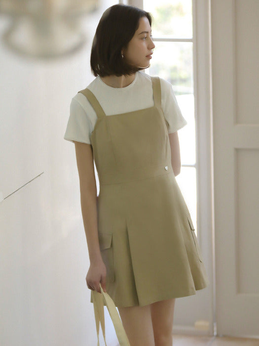 [TILLIDIE] Side pocket sleeveless dress_Beige