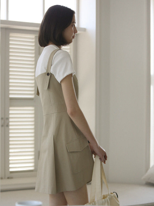 [TILLIDIE] Side pocket sleeveless dress_Beige
