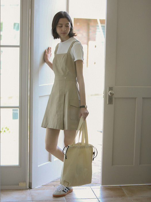 [TILLIDIE] Side pocket sleeveless dress_Beige