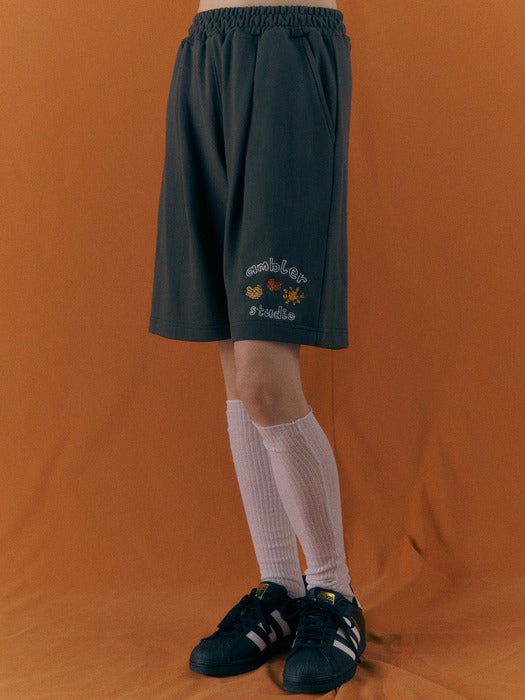 [ambler] Painting Bermuda Sweat Shorts Pants ASP702 (Dark-Gray)