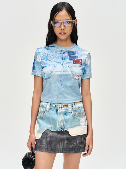 [andersson bell] (ESSENTIAL)(WOMEN) DANIEL DENIM PRINTED T-SHIRT atb1133w(DENIM BLUE)
