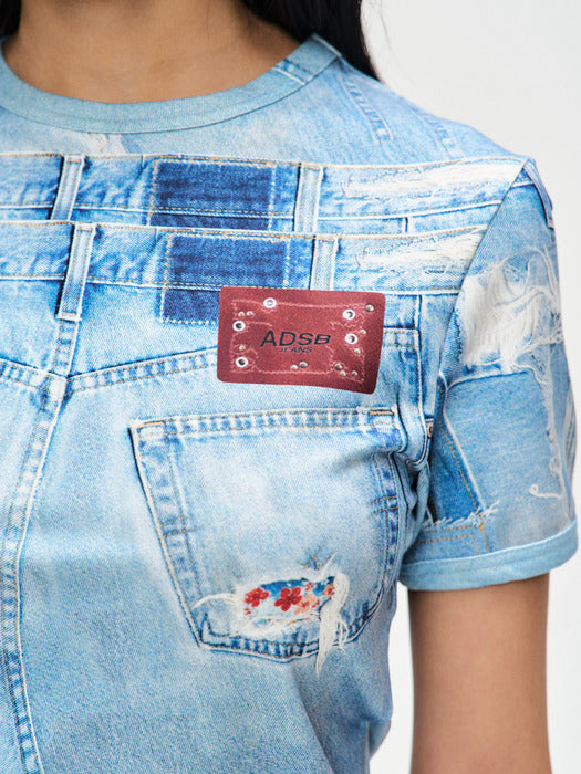 [andersson bell] (ESSENTIAL)(WOMEN) DANIEL DENIM PRINTED T-SHIRT atb1133w(DENIM BLUE)