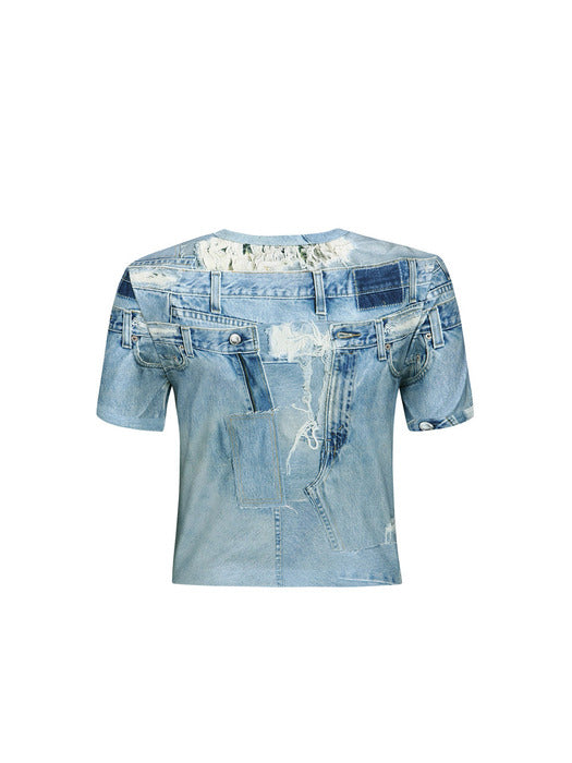 [andersson bell] (ESSENTIAL)(WOMEN) DANIEL DENIM PRINTED T-SHIRT atb1133w(DENIM BLUE)